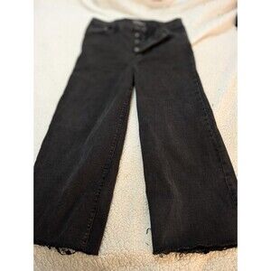 Time And tru Highrise Button fly Size 8 Wide Leg Black Jeans